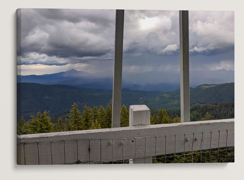 Thunderstorm Over Cascades Mountains From Carpenter Mountain Fire Lookout, Oregon, USA