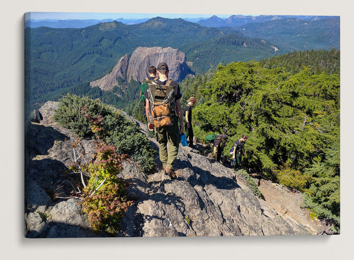 Firefighters Descend From Carpenter Mountain Fire Lookout, Willamette National Forest, Oregon, USA