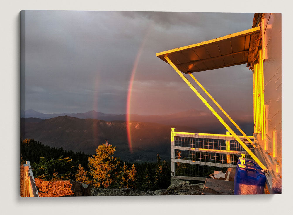 Double Rainbow From Carpenter Mountain Fire Lookout, Willamette National Forest, Oregon, USA