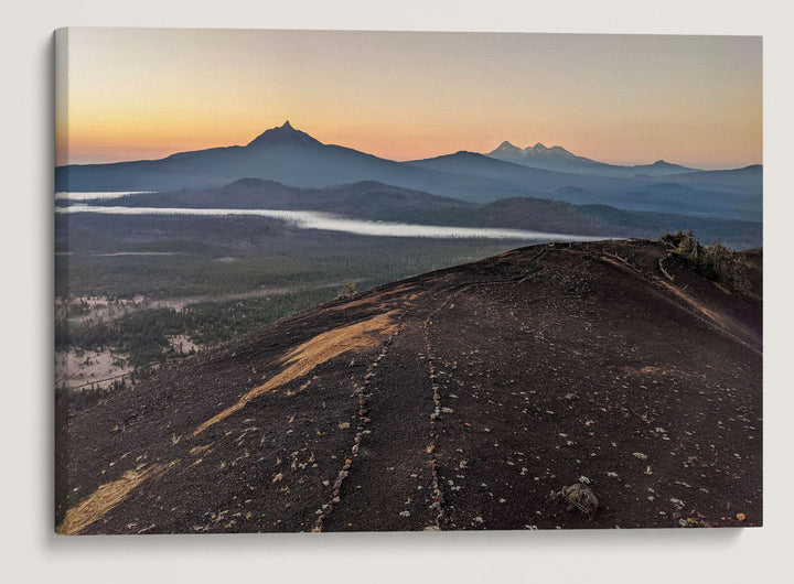 Cascades Crest Mountains at Sunset From Sand Mountain Fire Lookout, Oregon