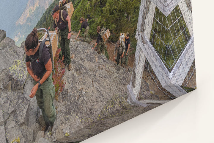 Firefighters Bringing Water To Carpenter Mountain Fire Lookout, HJ Andrews Forest, Oregon, USA