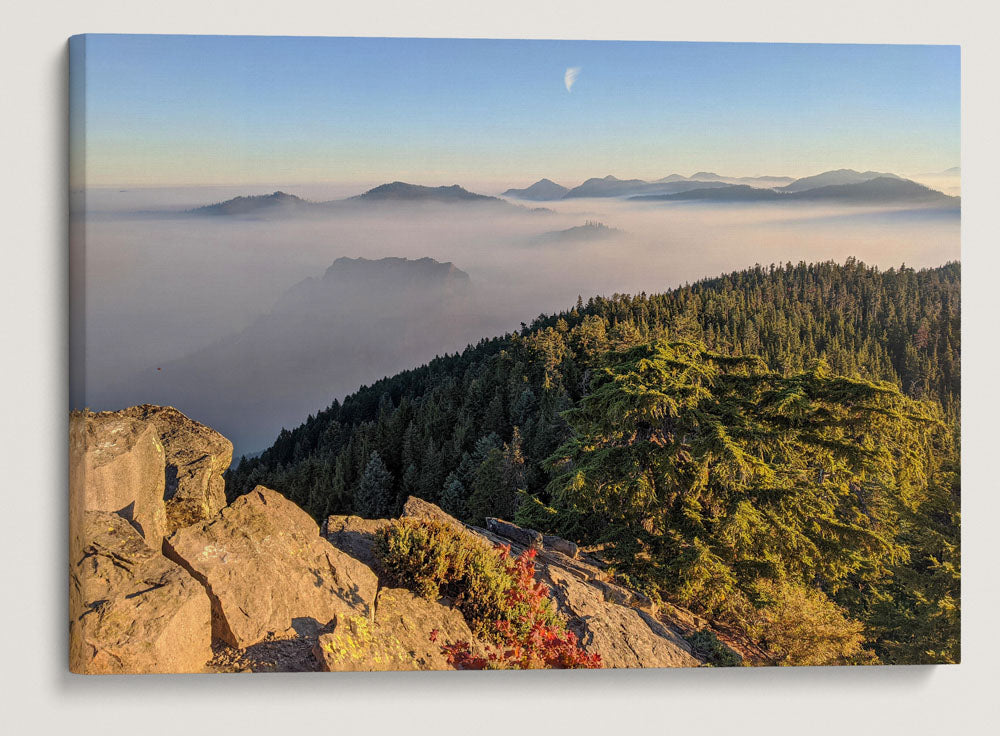 Smoke Inversion Over Wolf Rock and West Cascades From Carpenter Mountain Fire Lookout, Willamette National Forest, Oregon, USA