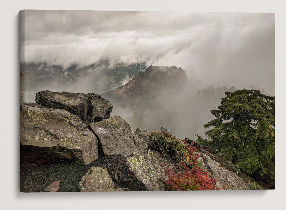 Wolf Rock and Thunderstorm From Carpenter Mountain Fire Lookout, HJ Andrews Forest, Oregon, USA