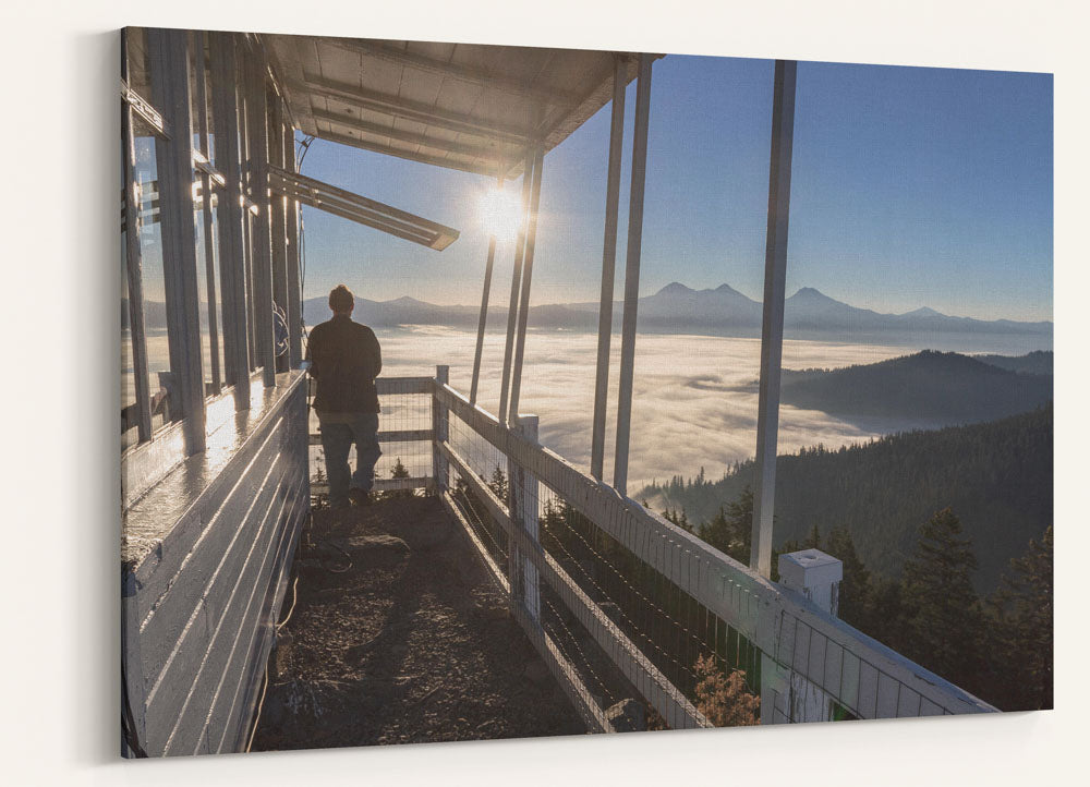 Sunrise and Three Sisters Wilderness From Carpenter Mountain Fire Lookout, Oregon, USA