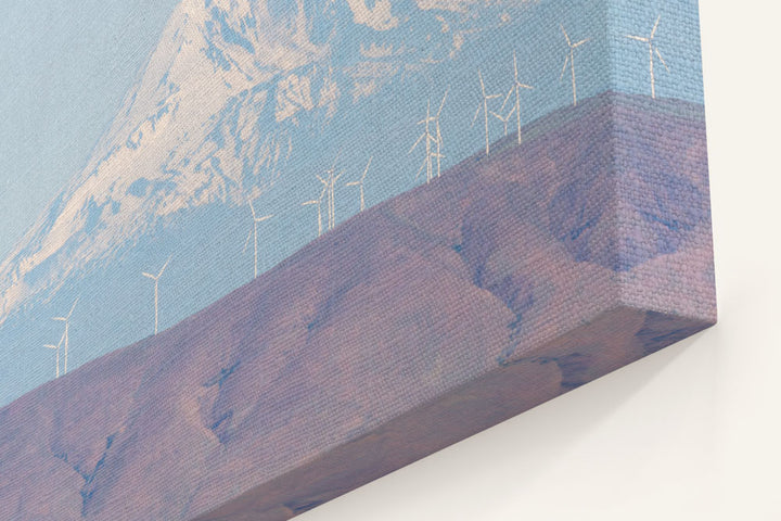 Mount Hood and Wind Turbines, Cottonwood Canyon State Park, Oregon