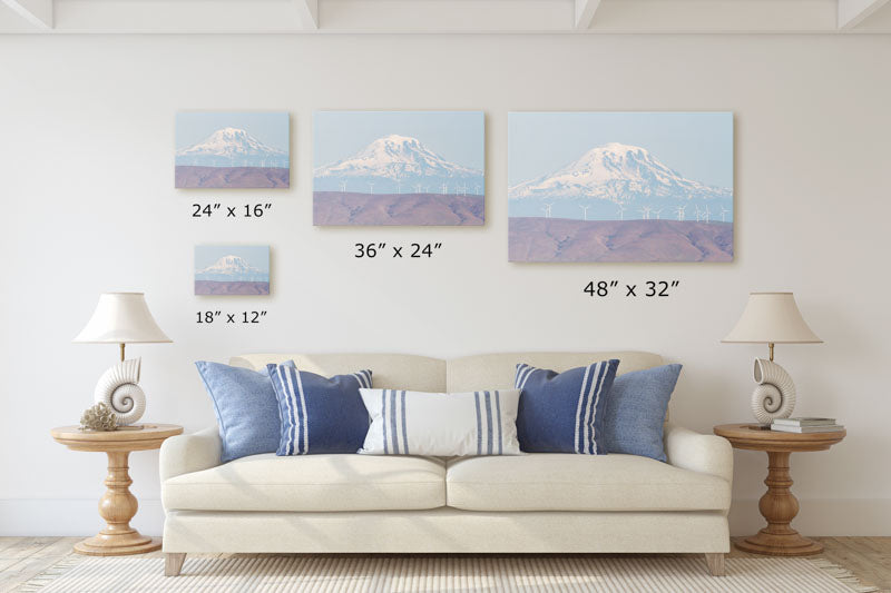 Mount Hood and Wind Turbines, Cottonwood Canyon State Park, Oregon