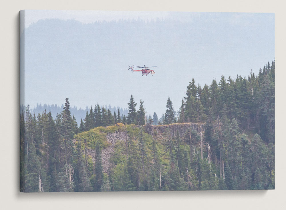 Fire Helicopter From Carpenter Mtn Fire Lookout, Willamette National Forest, Oregon, USA