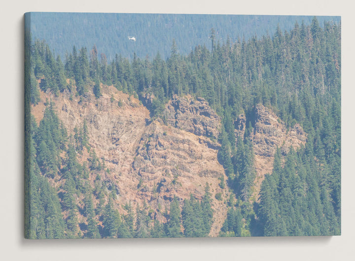 Helicopter Over Bunchgrass Mountain Volcanic Rock Exposure, Willamette National Forest, Oregon