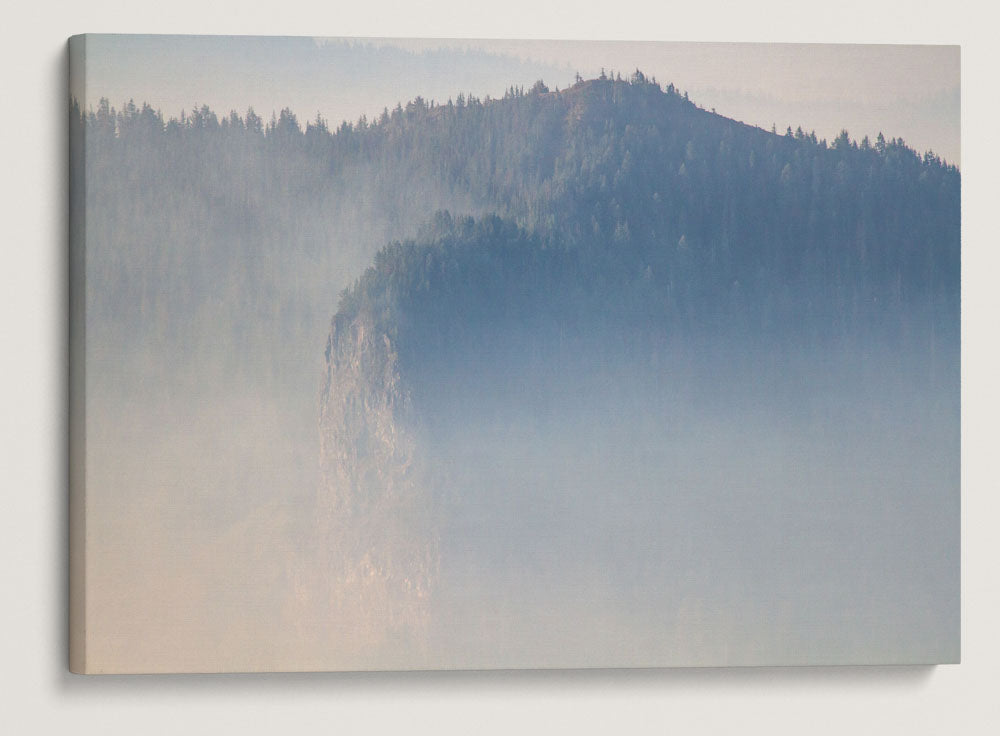 Lookout Mountain Basalt Rock Outcrop and Heavy Smoke, HJ Andrews Forest, Oregon