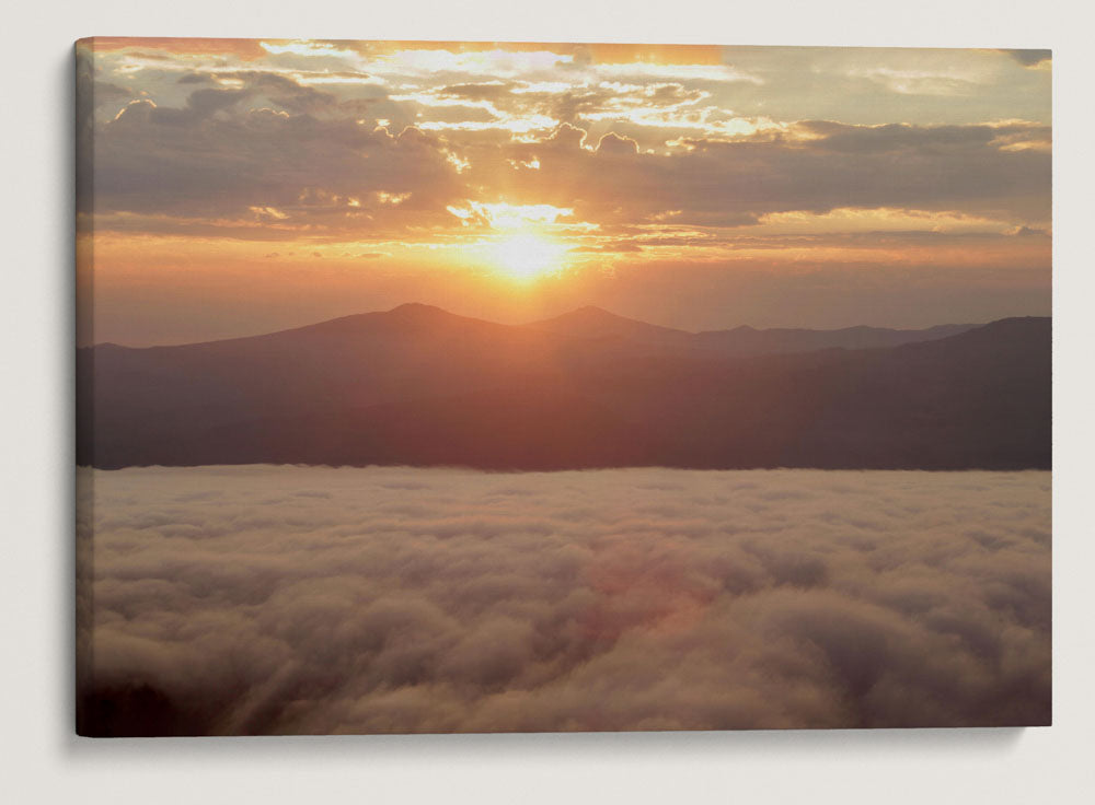 Marine layer Over Cascades Mountain Range at sunrise, Willamette National Forest, Oregon