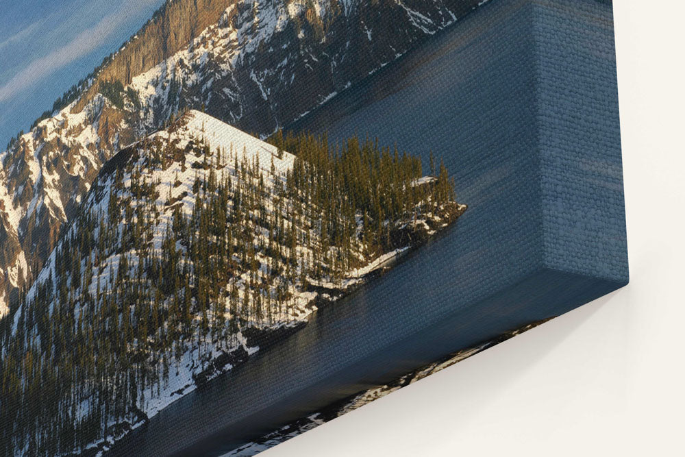 Wizard Island and Llao Rock in winter, Crater Lake National Park, Oregon