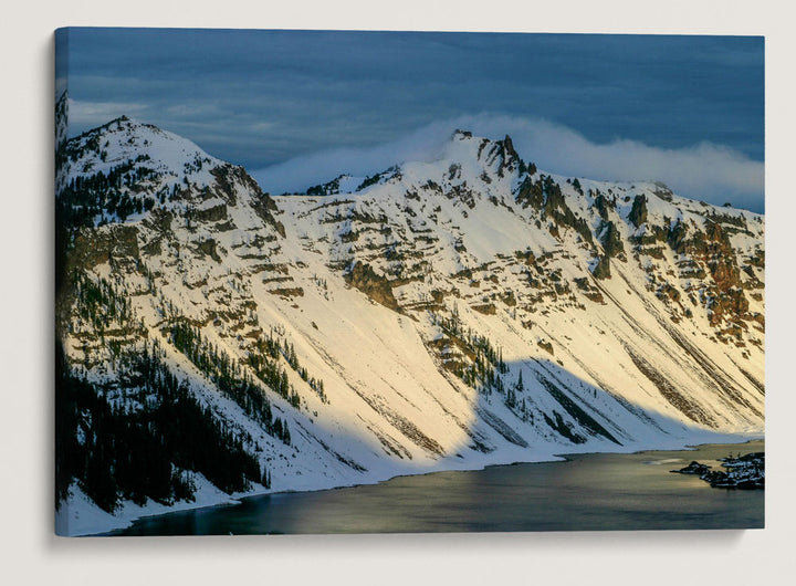 Watchman Peak and Hillman Peak In Winter, Crater Lake National Park, Oregon, USA