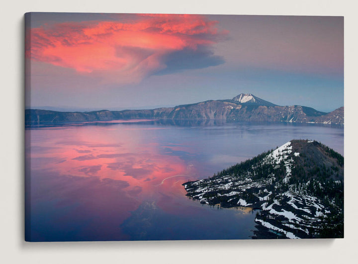 Lenticular Cloud Over Crater Lake and Wizard Island, Crater Lake National Park, Oregon