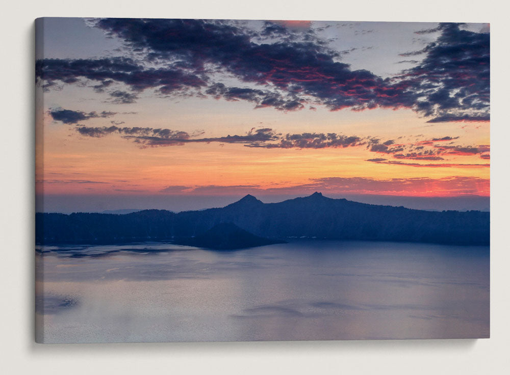 Wizard Island and Sunset, Crater Lake National Park, Oregon, USA