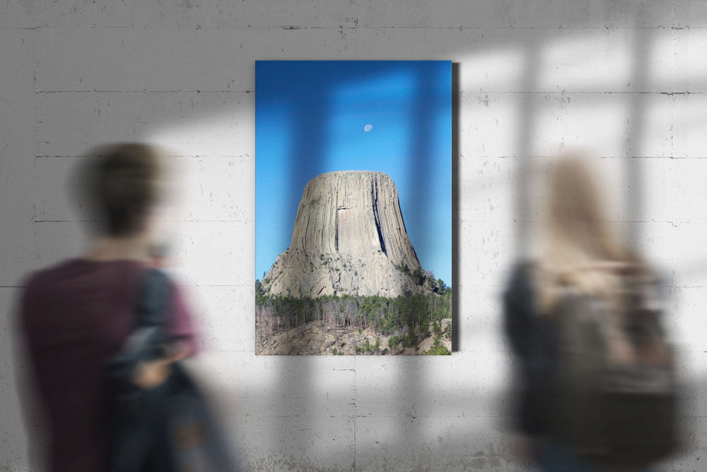 Devils Tower and Moonrise, Devils Tower National Monument, Wyoming