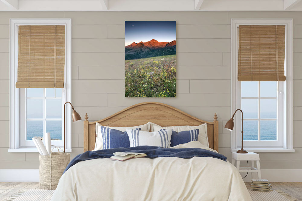 Moonrise at sunrise, Seven Devils Mountains, Idaho