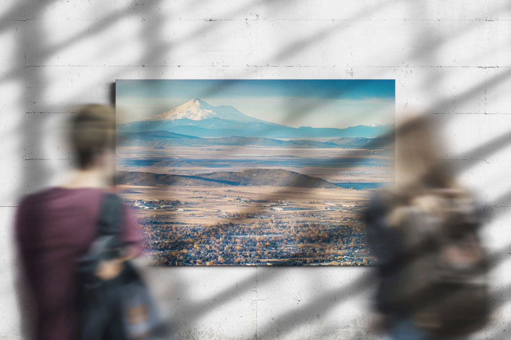 Klamath Falls cityscape and Mount Shasta, Oregon