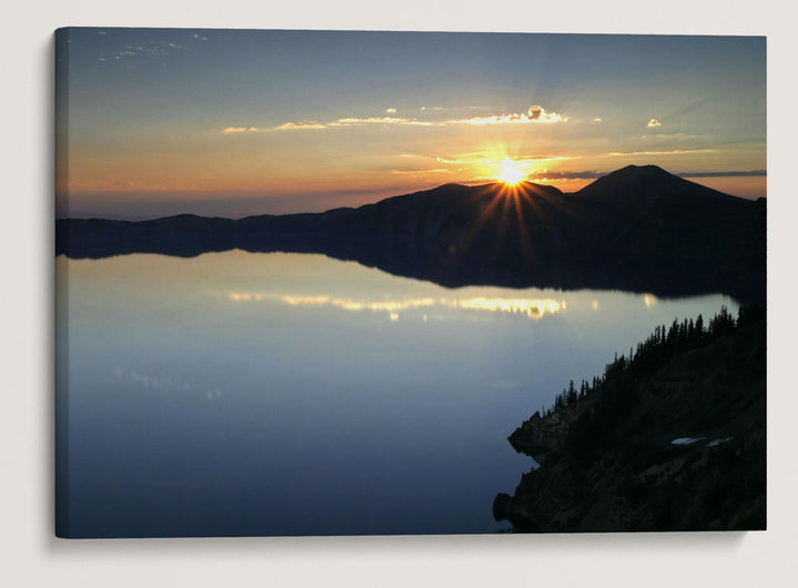 Sunrise Behind Mount Scott and Crater Lake Caldera, Crater Lake National Park, Oregon, USA