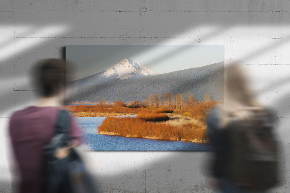 Agency Lake fall colors and Snow-capped Mount McLoughlin, Oregon