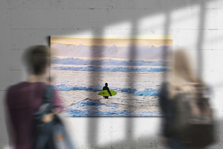 Surfer and Surf at Sunset, Oregon Dunes, Oregon