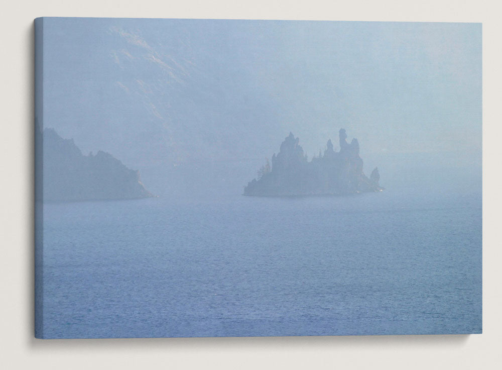 Phantom Ship and Heavy Wildfire Smoke, Crater Lake National Park, Oregon