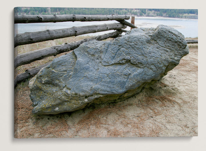 The Sharpening stone, Saint Paul's Mission, Lake Roosevelt National Recreation Area, Washington, USA