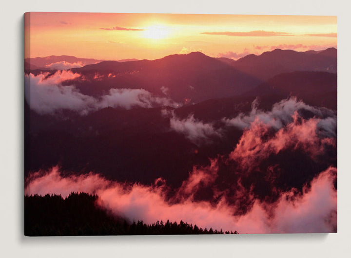 Low Clouds At Sunset Over West Cascades Mountains, Willamette Forest, Oregon