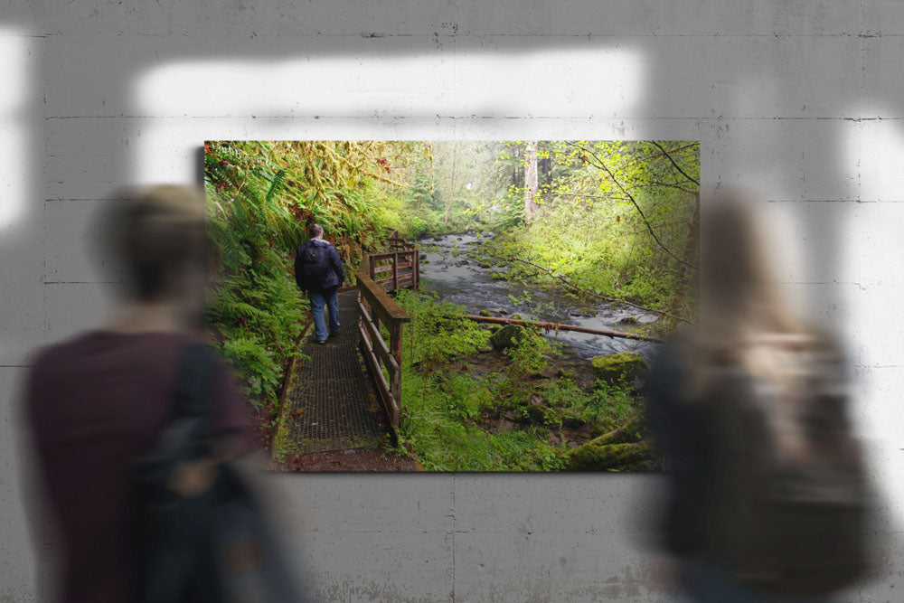 Sweet Creek Trail and Hiker, Oregon Coast Range, Oregon