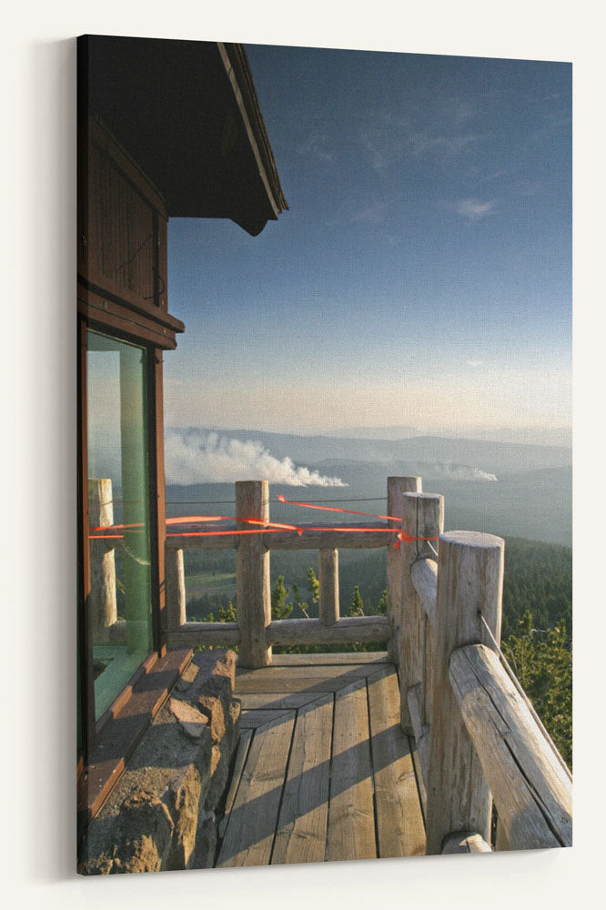 Bybee Wildfire from Watchman Peak Fire Lookout, Crater Lake National Park, Oregon