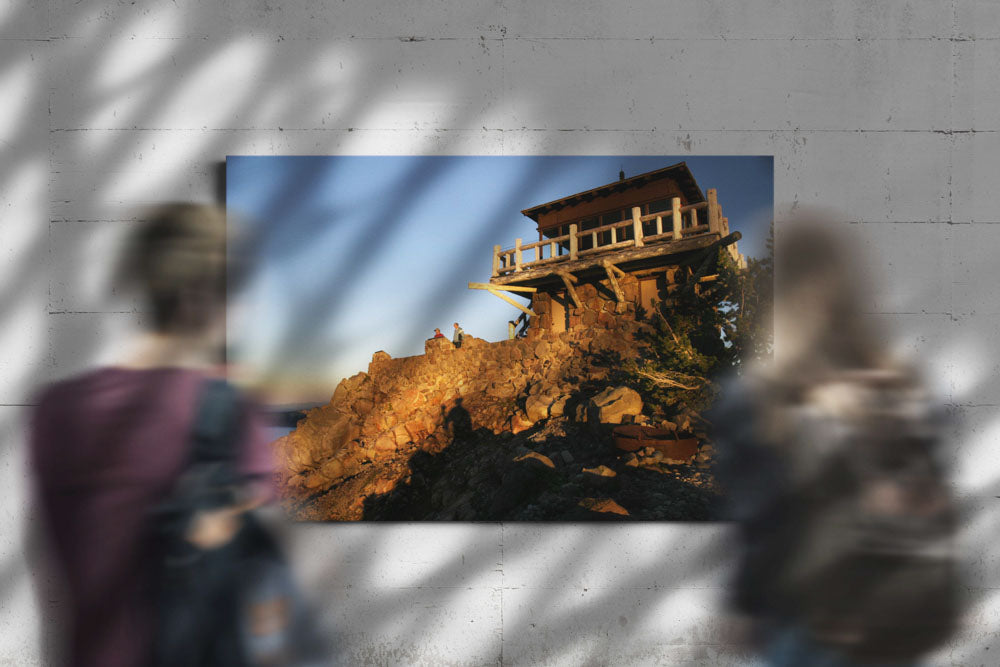 The Watchman fire lookout at sunset, Crater Lake National Park, Oregon