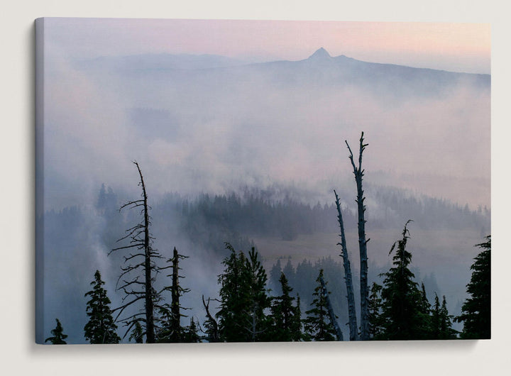 Bybee Creek Wildland Fire At Sunset, Union Peak in Background, Crater Lake National Park, Oregon, USA