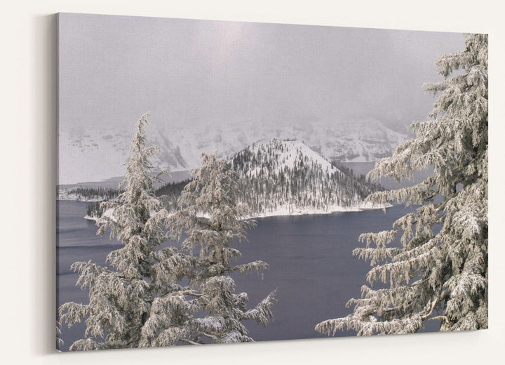 Wizard Island in Winter, Crater Lake National Park, Oregon