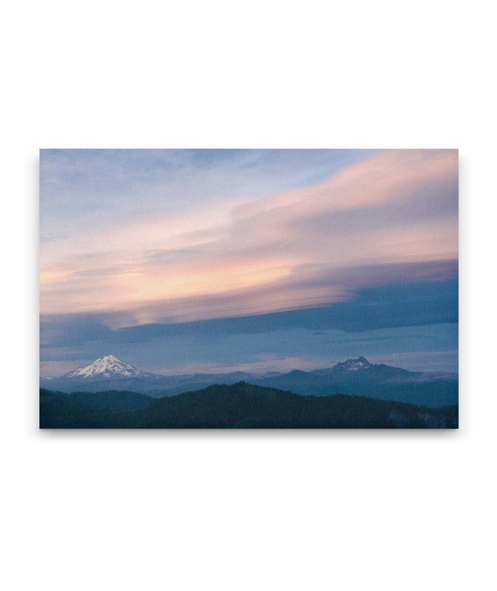 Pink Lenticular Clouds Over Cascades Mountains, Oregon