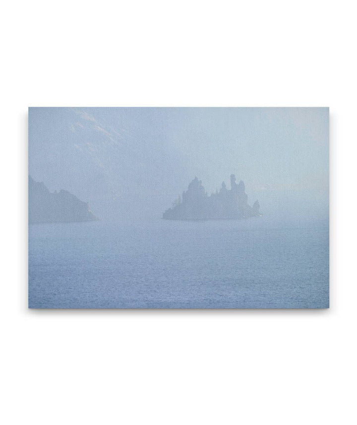 Phantom Ship and Heavy Wildfire Smoke, Crater Lake National Park, Oregon