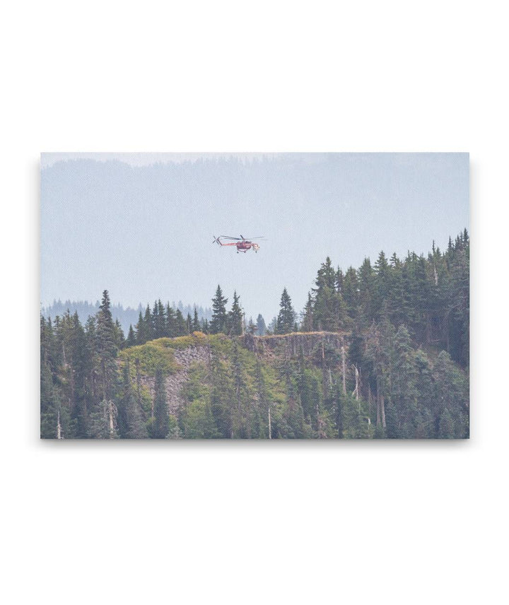 Fire Helicopter From Carpenter Mtn Fire Lookout, Willamette National Forest, Oregon, USA