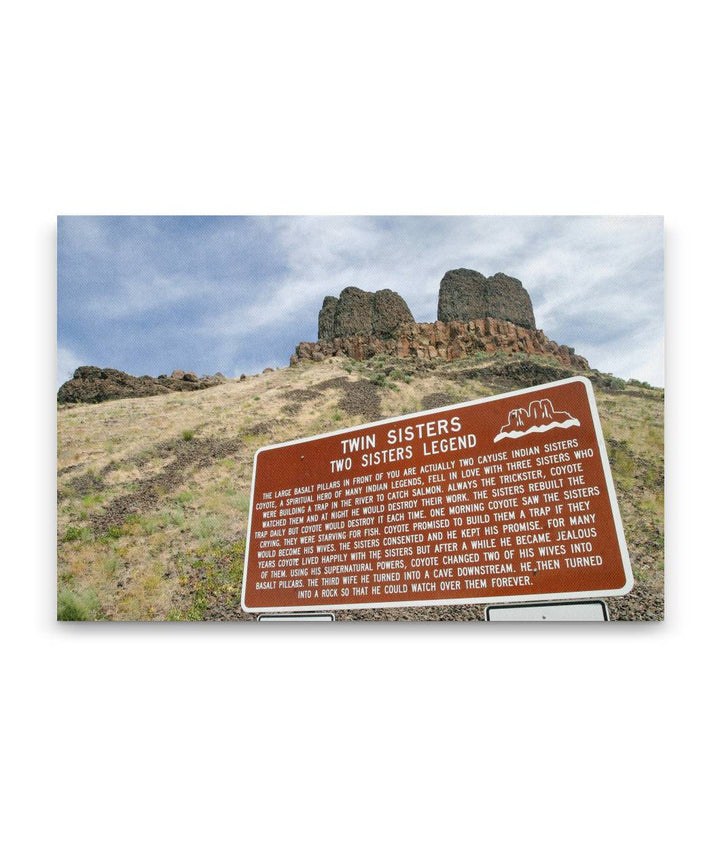 Twin Sisters Native American Legend and basalt pillars, Washington, USA