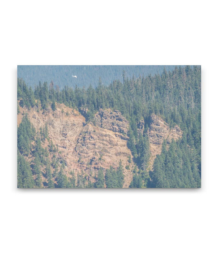 Helicopter Over Bunchgrass Mountain Volcanic Rock Exposure, Willamette National Forest, Oregon