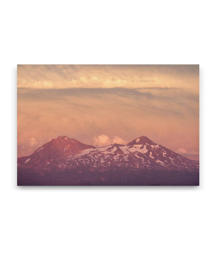 North Sister and Middle Sister With Clouds At Sunset, Three Sisters Wilderness, Oregon