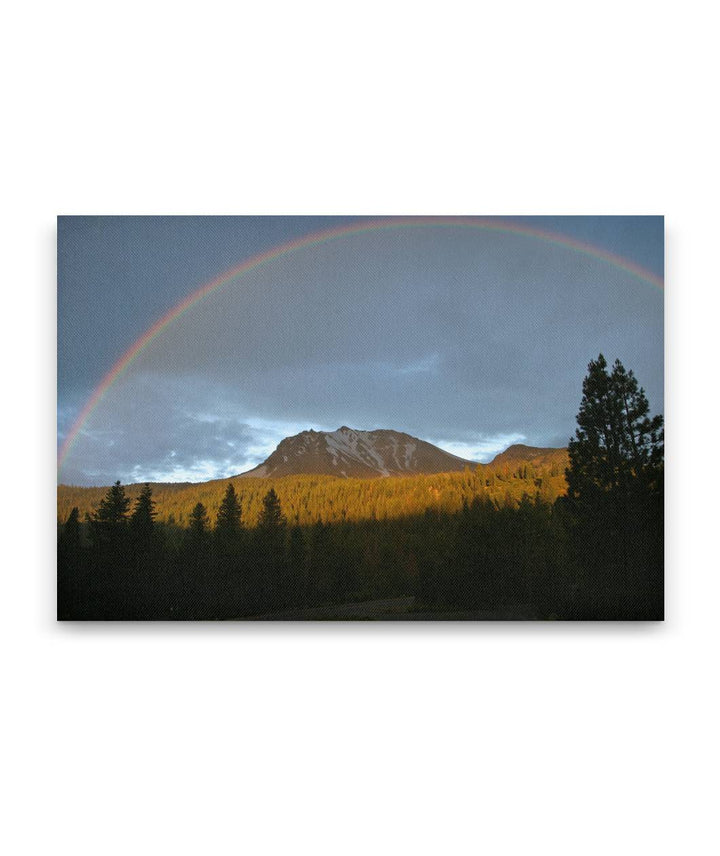 Lassen Peak and early morning rainbow, Lassen Volcanic National Park, California