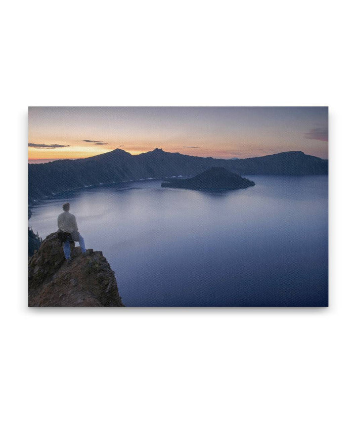 Wizard Island and West Rim of Crater Lake Caldera, Crater Lake National Park, Oregon, USA