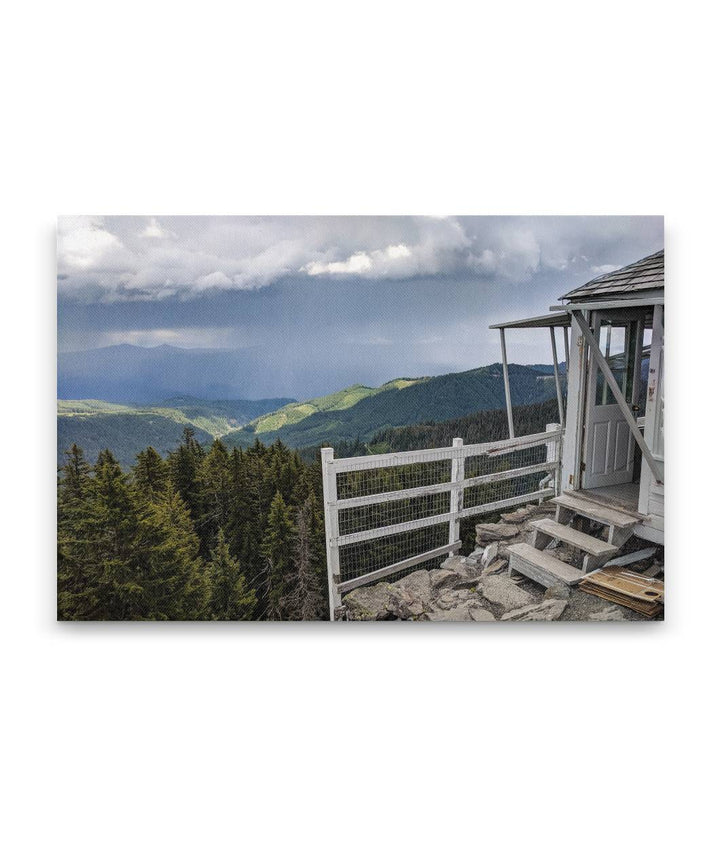 Thunderstorm Over Cascades Mountains From Carpenter Mountain Fire Lookout, Oregon, USA