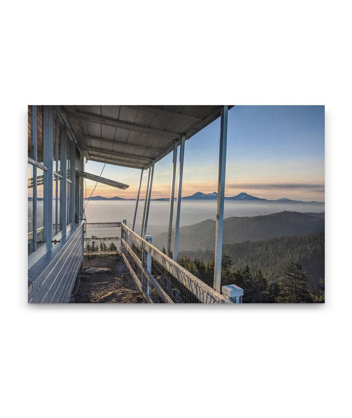 Three Sisters Wilderness and Smoke Inversion From Carpenter Mountain Fire Lookout, Oregon, USA