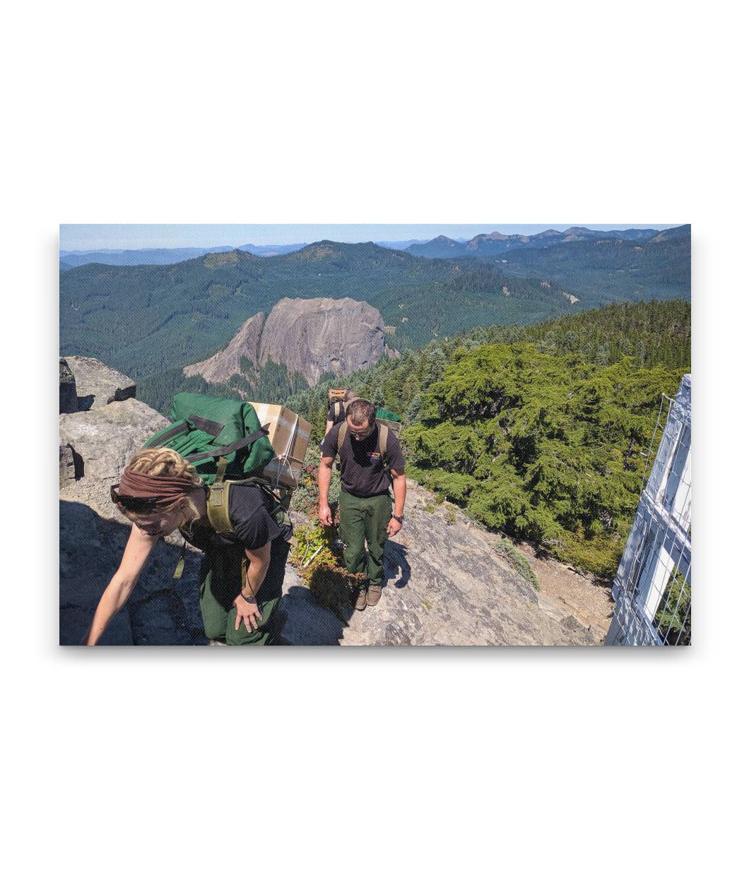 Firefighters Bring Water To Carpenter Mountain Fire Lookout, Willamette National Forest, Oregon, USA