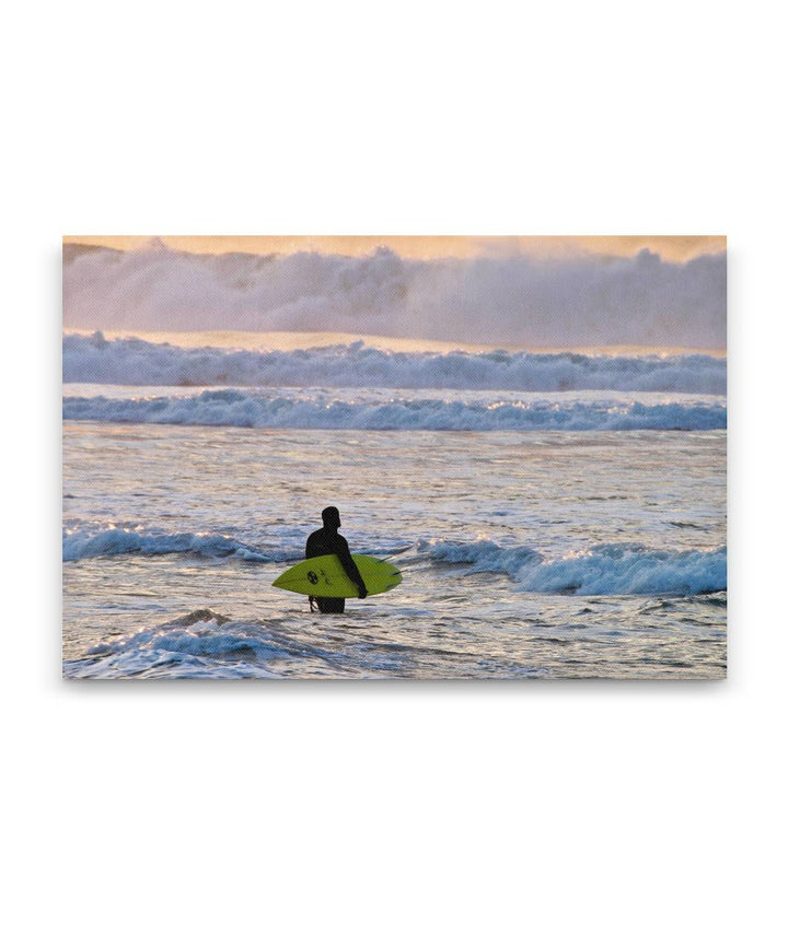 Surfer and Surf at Sunset, Oregon Dunes, Oregon