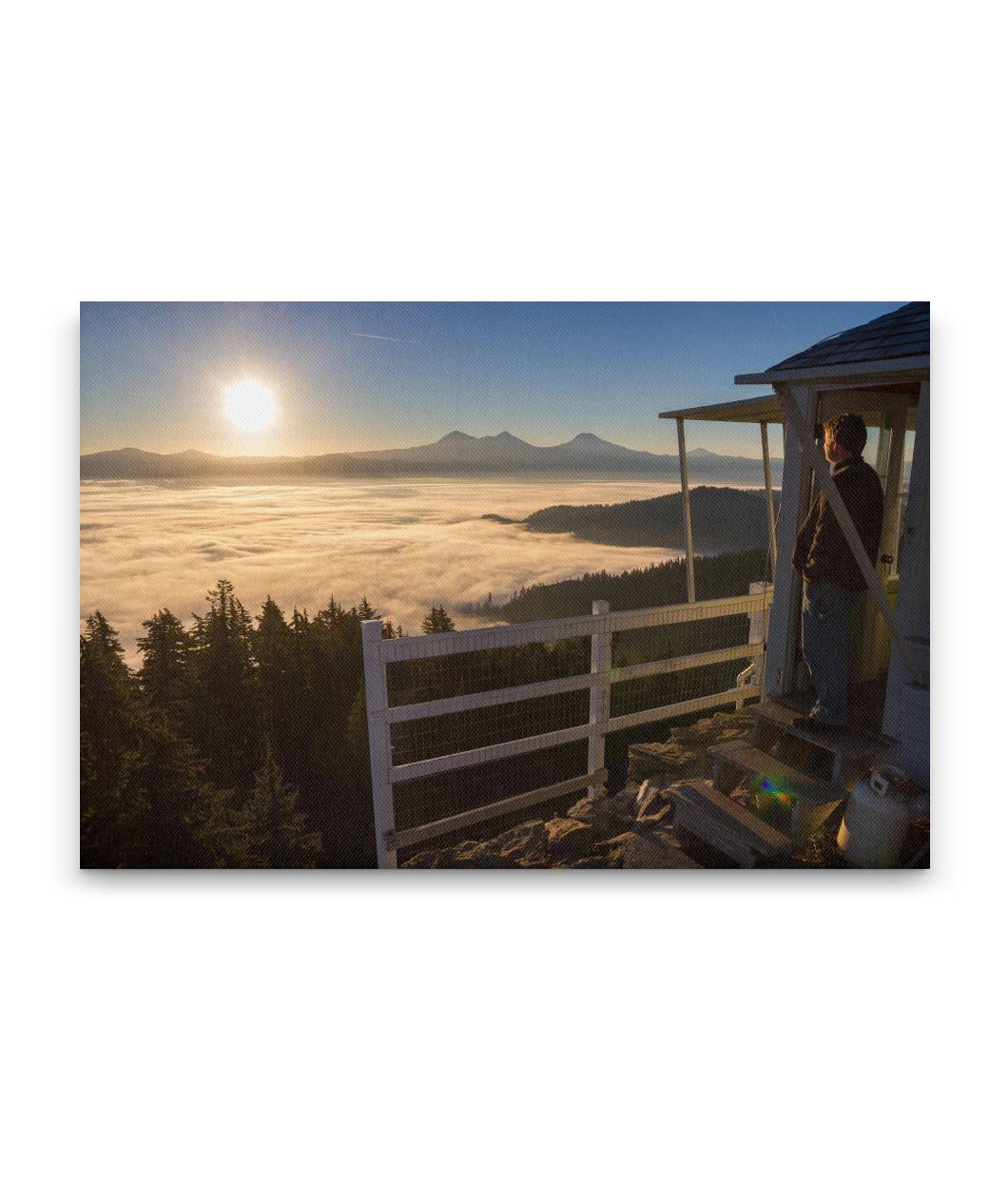 Sunrise and Three Sisters Wilderness From Carpenter Mountain Fire Lookout, Oregon, USA