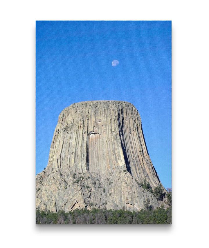 Devils Tower and Moonrise, Devils Tower National Monument, Wyoming