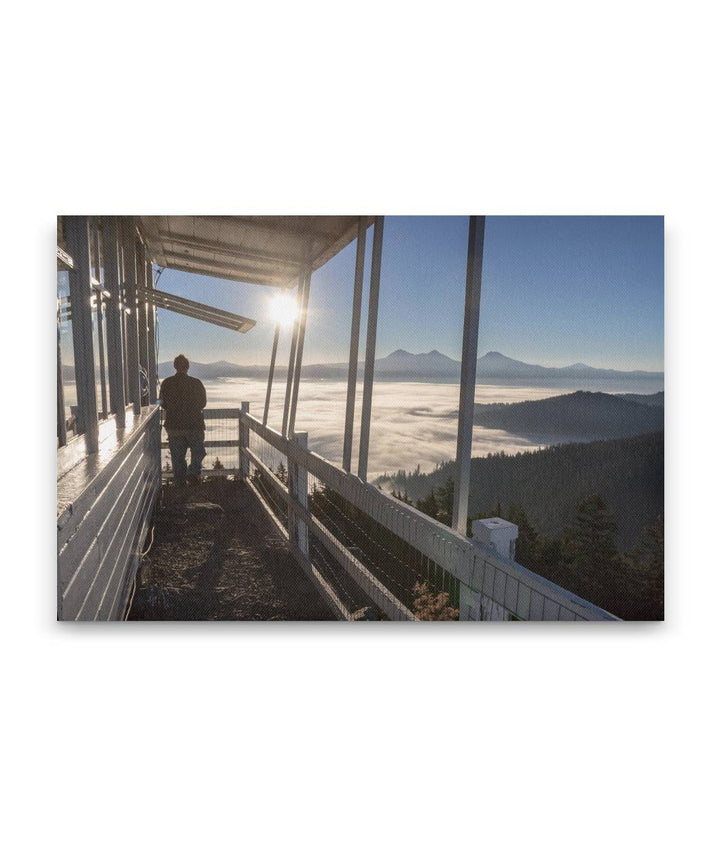 Sunrise and Three Sisters Wilderness From Carpenter Mountain Fire Lookout, Oregon, USA