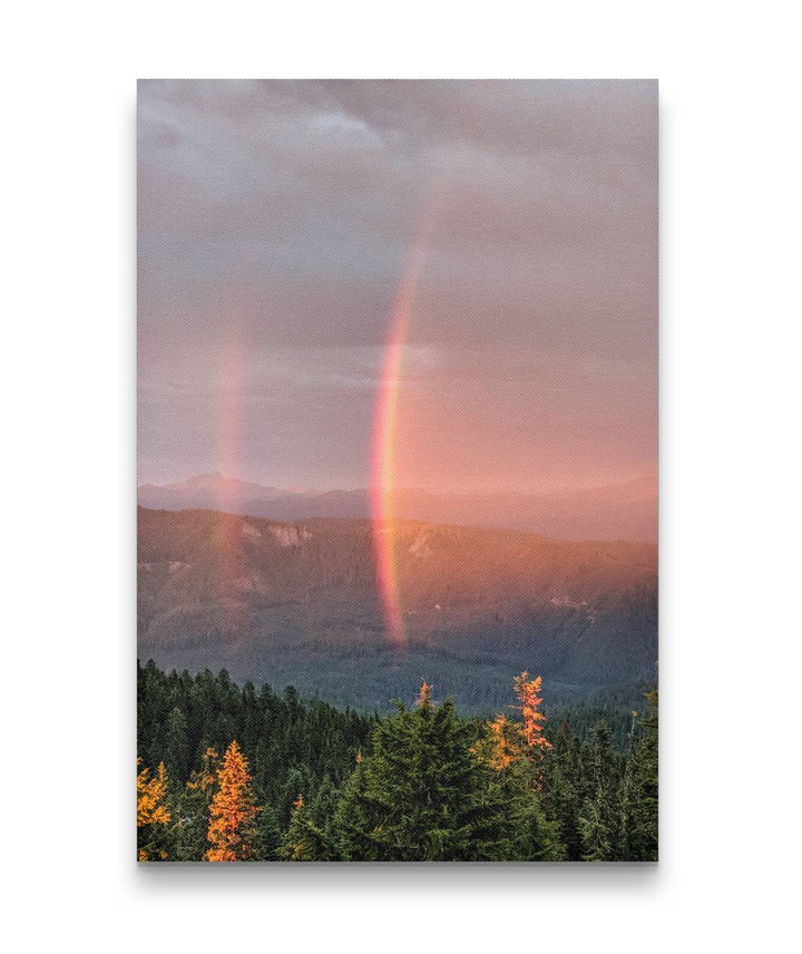 Double Rainbow Over Cascades Mountains, Carpenter Mountain, Oregon, USA