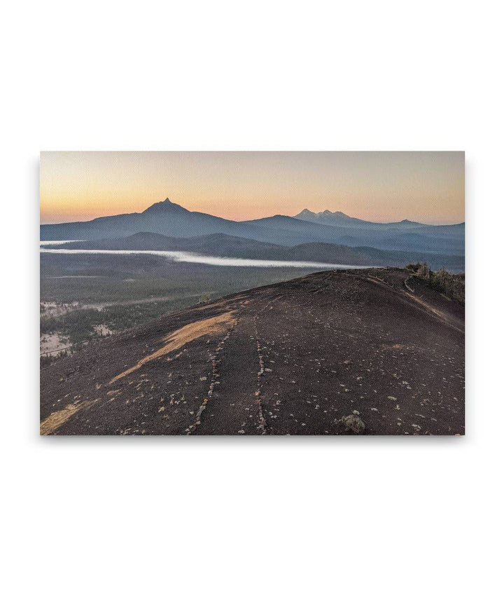 Cascades Crest Mountains at Sunset From Sand Mountain Fire Lookout, Oregon