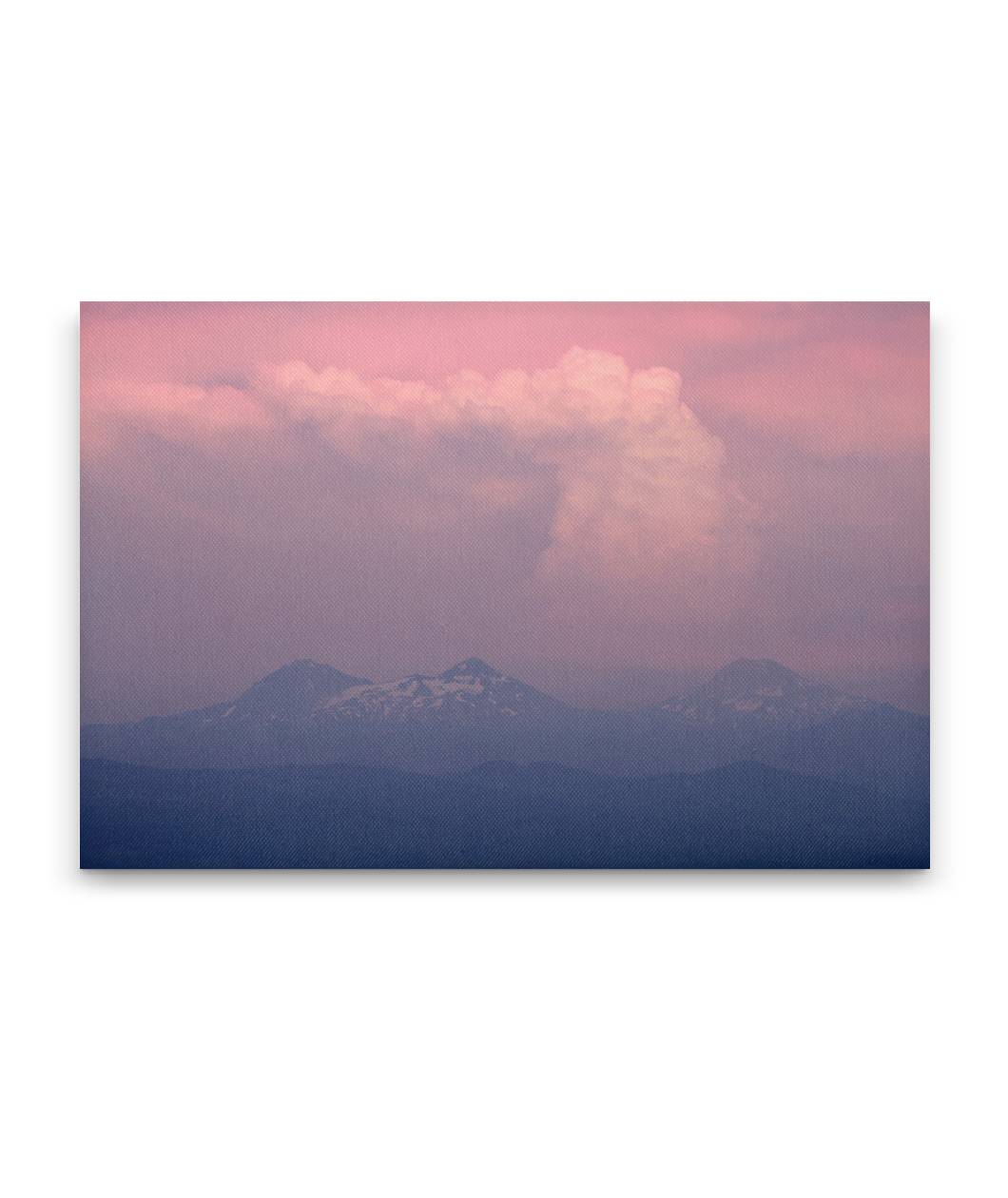 Pink Cumulus Storm Clouds Over The Three Sisters, Oregon